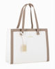 Immagine di LAURA BIAGIOTTI - Borsa shopping bianca con ciondolo metallico loggato removible