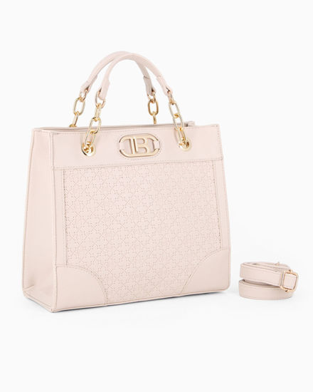 Immagine di LAURA BIAGIOTTI - Borsa a mano naturale con lavorazione frontale, tracolla removibile