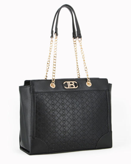 Immagine di LAURA BIAGIOTTI - Borsa shopping nera con lavorazione frontale