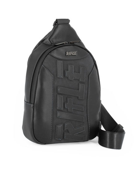 Immagine di RIFLE - Borsello monospalla nero da uomo con tasca posteriore