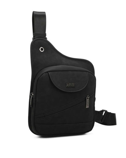 Immagine di RIFLE - Borsello monospalla nero da uomo con due tasche frontali