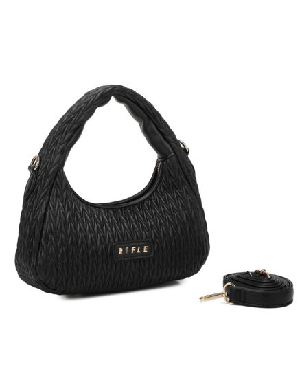 Immagine di RIFLE - Minibag nero trapuntata con tracolla removibile