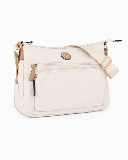 Immagine di JUST GOLF - Borsa beige con doppia tasca frontale, manico regolabile e cerniera ad espansione