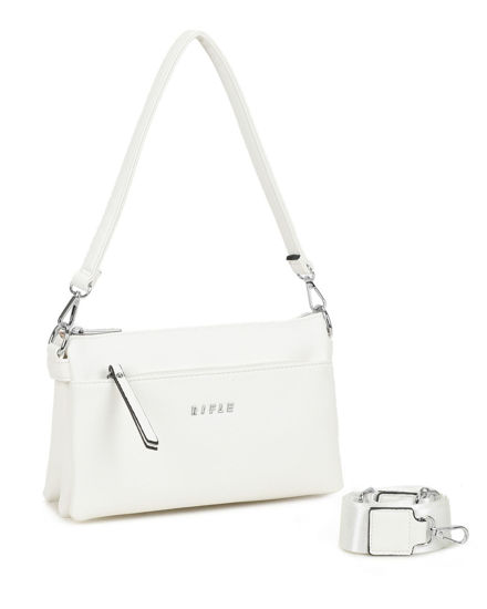 Immagine di RIFLE - Borsa a spalla bianca con cinque scomparti interni, tasca frontale e posteriore, tracolla removibile