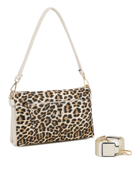 Immagine di RIFLE - Borsa a spalla maculata con cinque scomparti interni, tasca frontale e posteriore, tracolla removibile