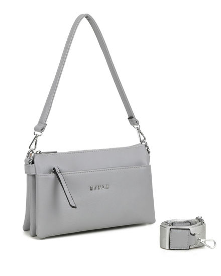 Immagine di RIFLE - Borsa a spalla perla con cinque scomparti interni, tasca frontale e posteriore, tracolla removibile