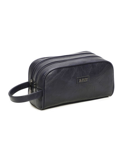 Immagine di RIFLE - Pochette blu da uomo con due scomparti principali, tasca posteriore e polsiera