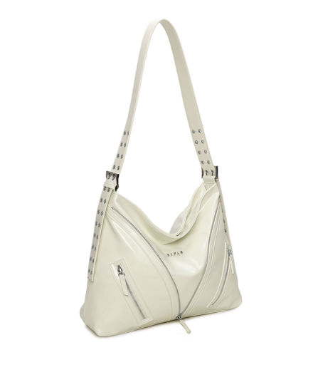 Immagine di RIFLE - Borsa sacca bianca con due taschini frontali e manico regolabile con fibbie