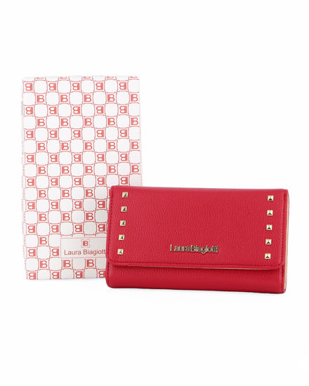 Immagine di LAURA BIAGIOTTI - Portafoglio rosso con borchie sulla patta