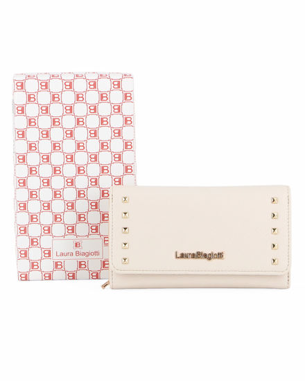Immagine di LAURA BIAGIOTTI - Portafoglio naturale con borchie sulla patta