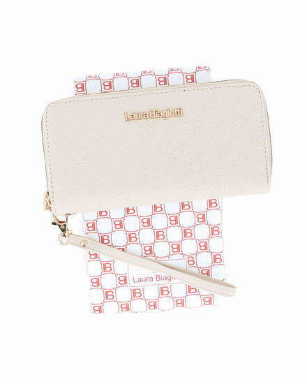 Immagine di LAURA BIAGIOTTI - Portafoglio naturale loggato con due scomparti principali, polsiera removibile