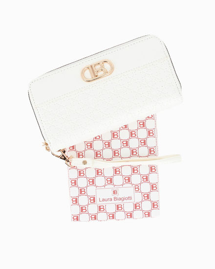 Immagine di LAURA BIAGIOTTI - Portafoglio bianco trapuntato con due scomparti principali, polsiera removibile