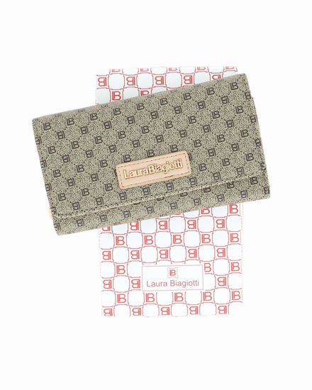 Immagine di LAURA BIAGIOTTI - Portafoglio loggato con targhetta beige sulla patta