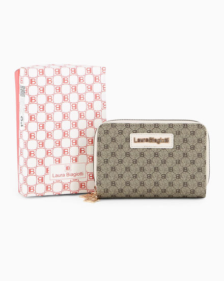 Immagine di LAURA BIAGIOTTI - Portafoglio loggato con due scomparti principali e targhetta burro