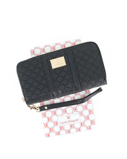 Immagine di LAURA BIAGIOTTI - Portafoglio nero loggato con due scomparti principali, polsiera removibile