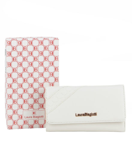 Immagine di LAURA BIAGIOTTI - Portafoglio bianco con inserto loggato sulla patta