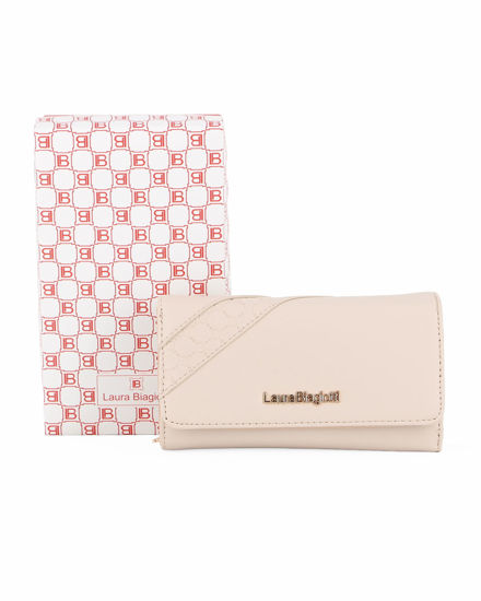 Immagine di LAURA BIAGIOTTI - Portafoglio naturale con inserto loggato sulla patta