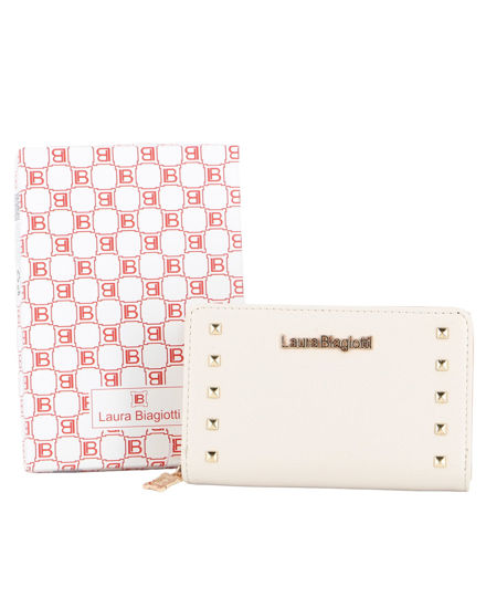 Immagine di LAURA BIAGIOTTI - Portafoglio naturale con tre scomparti e dettaglio borchie