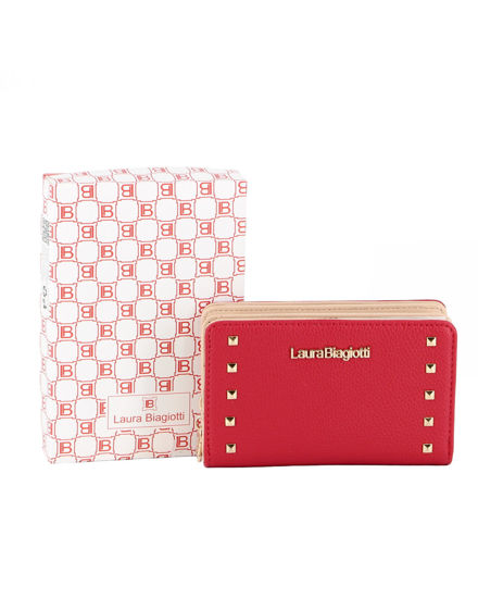 Immagine di LAURA BIAGIOTTI - Portafoglio rosso con tre scomparti e dettaglio borchie