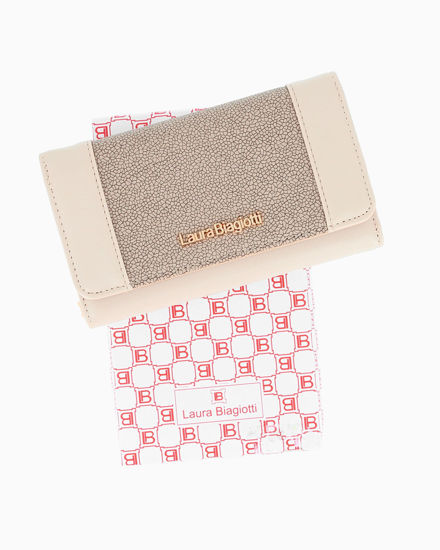Immagine di LAURA BIAGIOTTI - Portafoglio naturale con lavorazione sulla patta