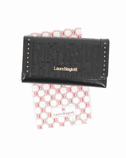 Immagine di LAURA BIAGIOTTI - Portafoglio nero in vernice con patta loggata
