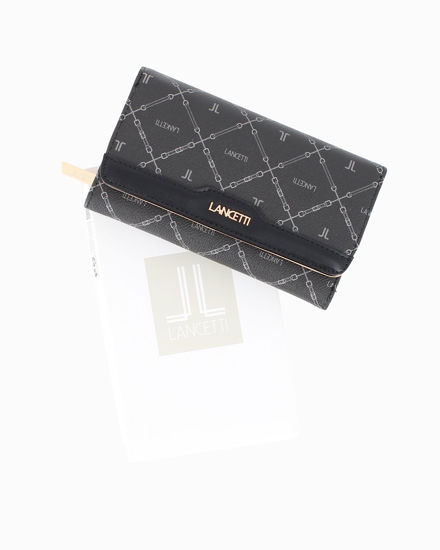 Immagine di LANCETTI - Portafoglio nero loggato con patta