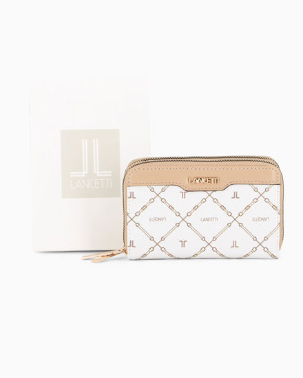 Immagine di LANCETTI - Portafoglio bianco loggato con due scomparti principali