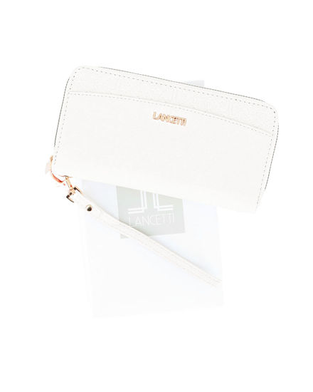 Immagine di LANCETTI - Portafoglio bianco con due scomparti principali, polsiera removibile