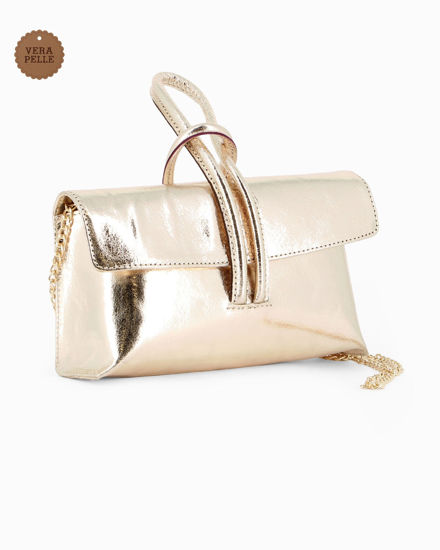 Immagine di DIVAS - Minibag laminata oro in VERA PELLE - MADE IN ITALY