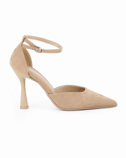 Immagine di GLOBO ROSA - Décolleté beige scamosciata con sottopiede in VERA PELLE e cinturino alla caviglia, tacco 9,5CM