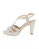 Immagine di LADY GLOBO - Sandalo platino in lurex con sottopiede in VERA PELLE, calzata comoda, tacco 8,5CM