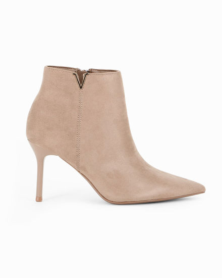 Immagine di MISS GLOBO - Tronchetto khaki scamosciato a punta con zip laterale, tacco 8,5CM