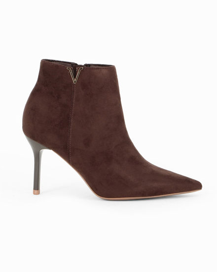 Immagine di MISS GLOBO - Tronchetto marrone scamosciato a punta con zip laterale, tacco 8,5CM