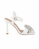 Immagine di MISS GLOBO - Sandalo bianco con sottopiede in VERA PELLE, punta quadrata e applicazione fiore in strass, tacco 9,5CM