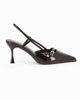 Immagine di MISS GLOBO - Décolleté slingback marrone in vernice con sottopiede in memory foam, tacco 7,5CM
