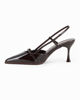 Immagine di MISS GLOBO - Décolleté slingback marrone in vernice con sottopiede in memory foam, tacco 7,5CM