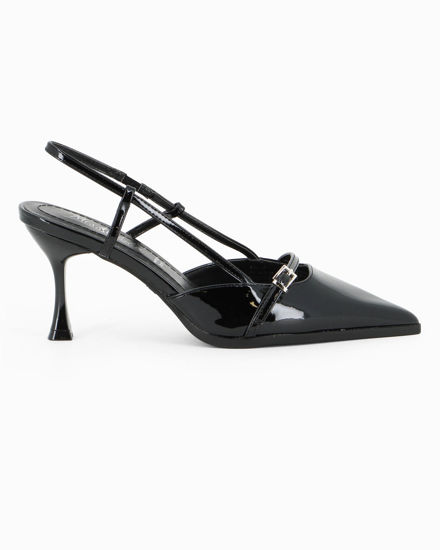 Immagine di MISS GLOBO - Décolleté slingback nera in vernice con sottopiede in memory foam, tacco 7,5CM