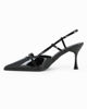 Immagine di MISS GLOBO - Décolleté slingback nera in vernice con sottopiede in memory foam, tacco 7,5CM