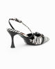 Immagine di MISS GLOBO - Décolleté slingback zebrata bianca con sottopiede in VERA PELLE e cinturini incrociati, tacco 7,5CM