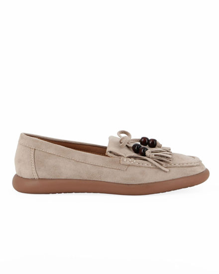 Immagine di MY JEWELS - Mocassino khaki scamosciato con fiocco e frange