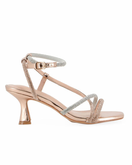 Immagine di MISS GLOBO - Sandalo gioiello rosa/oro/argento con strass e punta quadrata, tacco 6,5CM