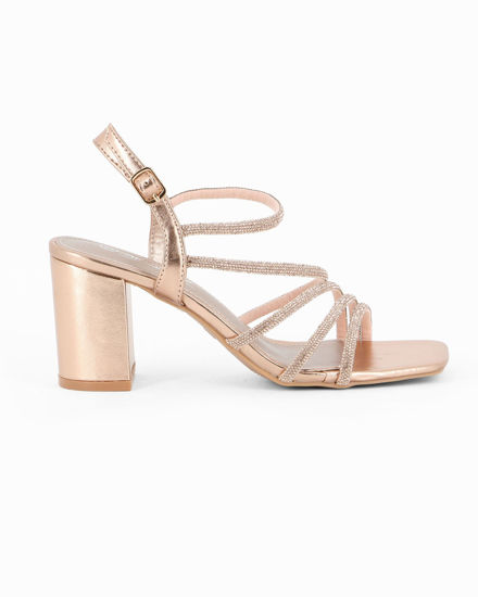 Immagine di MISS GLOBO - Sandalo champagne con strass e punta quadrata, tacco 7CM