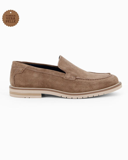 Immagine di CLASS MAN - Mocassino taupe scamosciato in VERA PELLE