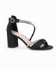 Immagine di MISS GLOBO - Sandalo nero in raso con cinturini in strass, tacco 7CM