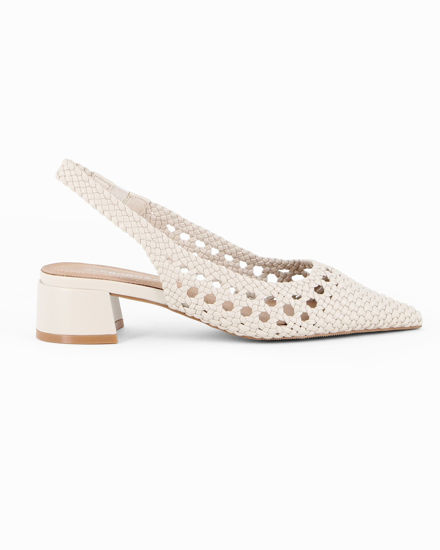 Immagine di GLOBO ROSA - Décolleté slingback avorio intrecciata a punta con sottopiede in VERA PELLE, tacco 4CM