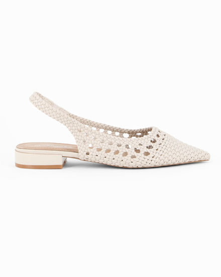 Immagine di GLOBO ROSA - Ballerina slingback avorio intrecciata a punta con sottopiede in VERA PELLE