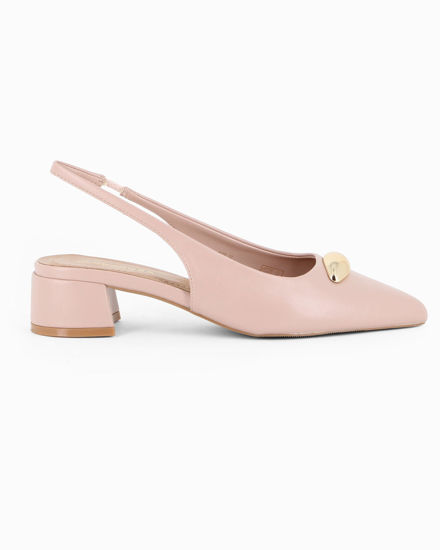 Immagine di GLOBO ROSA - Décolleté slingback nude con sottopiede in VERA PELLE e applicazione metallica, tacco 4CM