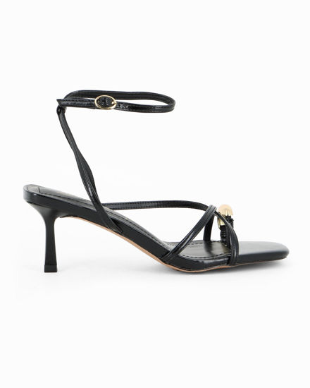 Immagine di MISS GLOBO - Sandalo infradito nero con sottopiede in memory foam, punta quadrata e dettaglio metallico infra-alluce, tacco 6CM