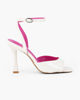 Immagine di GLOBO ROSA - Sandalo bianco in vernice con interno a contrasto fucsia e sottopiede in memory foam, tacco 9,5CM