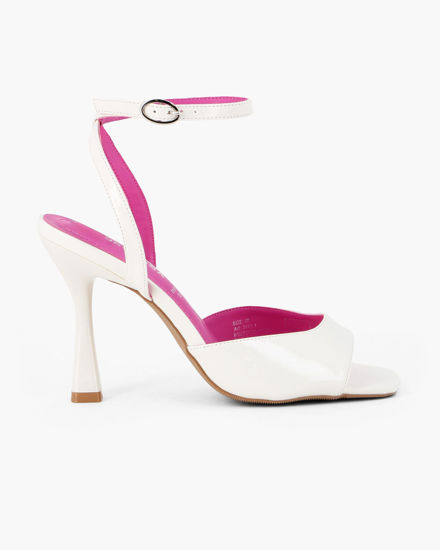 Immagine di GLOBO ROSA - Sandalo bianco in vernice con interno a contrasto fucsia e sottopiede in memory foam, tacco 9,5CM